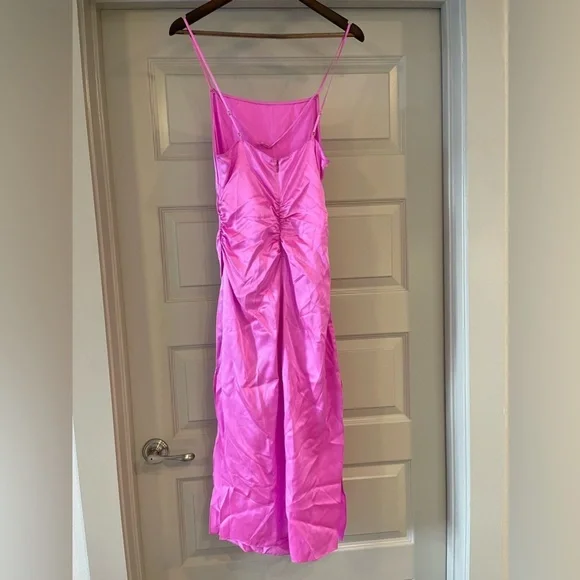 NWOT Amanda Uprichard Amiyah Silk Midi Dress Pink Small - Picture 5 of 6